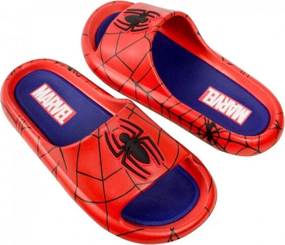 Mens Spider-Man Webbed Logo Cloud Comfort Foam Slide Sandals - Size