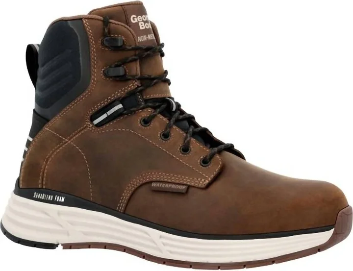 Men's Sport Wedge Waterproof Work Hiker Boot In Dark Brown