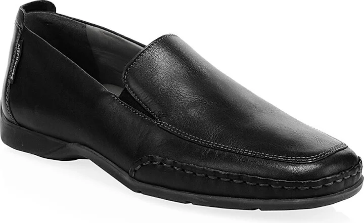 Men's Square Toe Leather Loafers - Black - Size 7