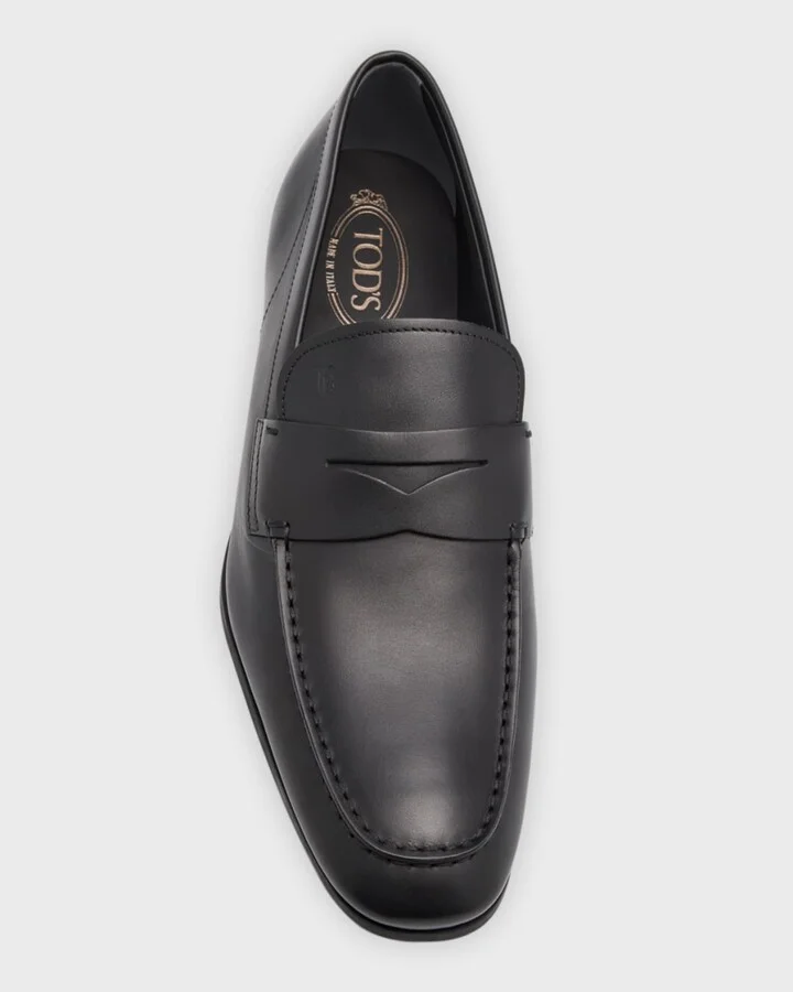 Men's Stamped-Logo Leather Penny Loafers - Image 2