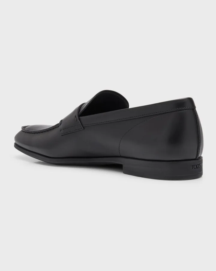 Men's Stamped-Logo Leather Penny Loafers - Image 3