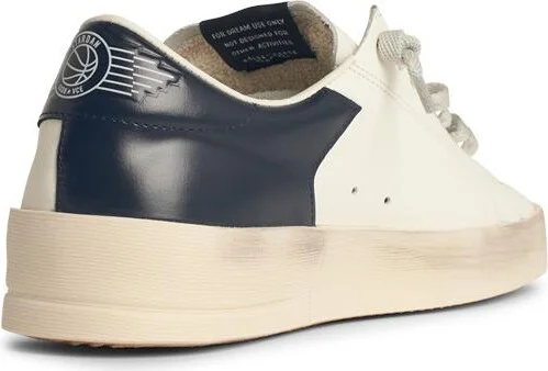 Men's Standard In White Leather With Grey Suede Star And Blue Leather Heel - Image 3