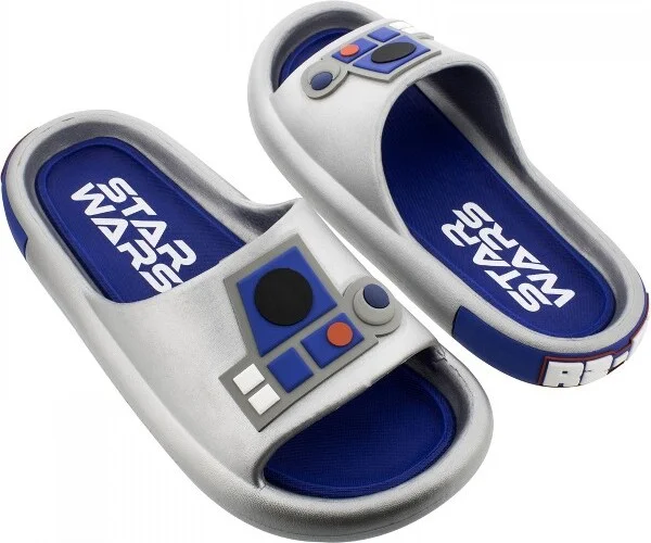 Mens Star Wars R2-D2 Metallic Cloud Comfort Slide Sandals - Size