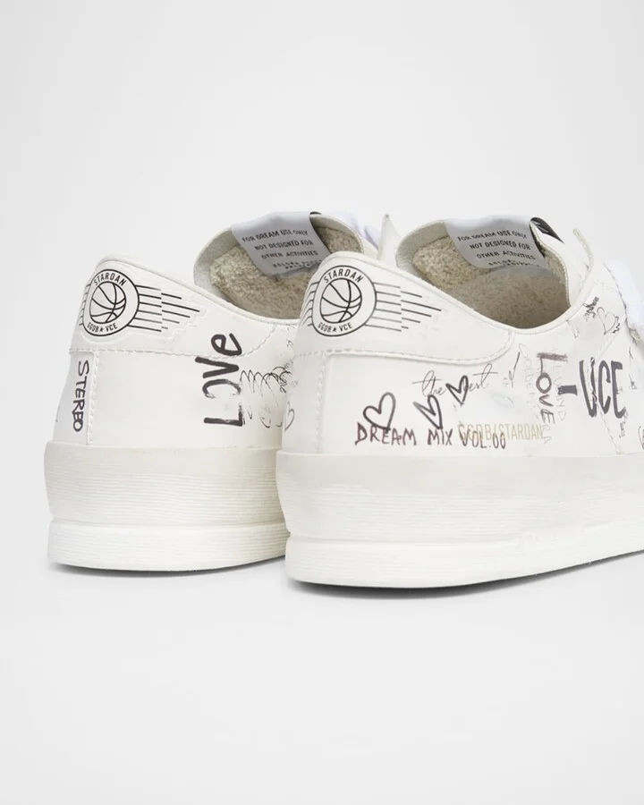 Men's Stardan Graffiti Leather Low-Top Sneakers - Image 9