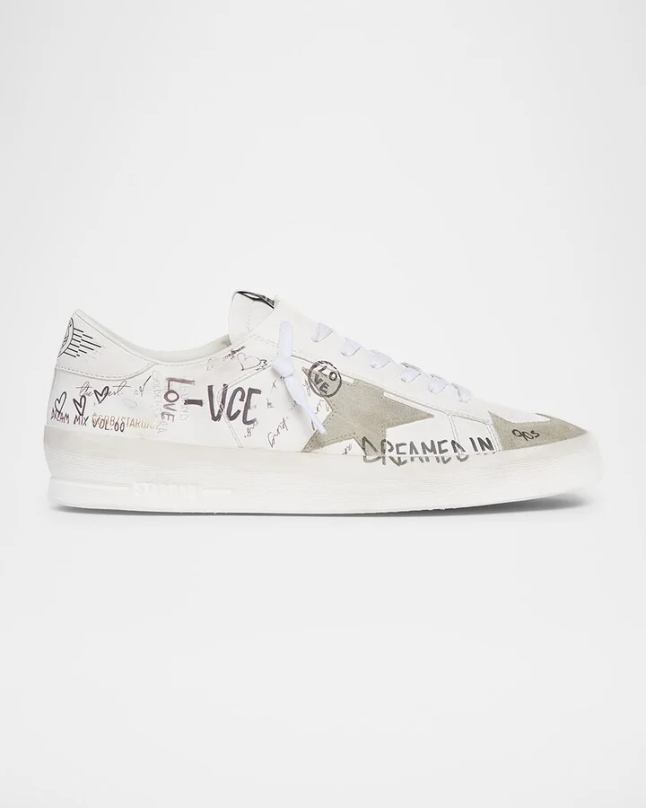Men's Stardan Graffiti Leather Low-Top Sneakers