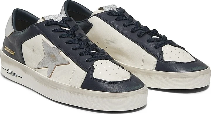 Men's Stardan Leather Low-Top Sneakers - Optic White Navy Silver - Size 6 - Image 2