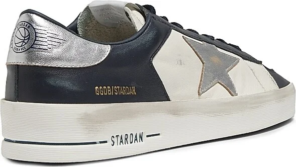 Men's Stardan Leather Low-Top Sneakers - Optic White Navy Silver - Size 6 - Image 3