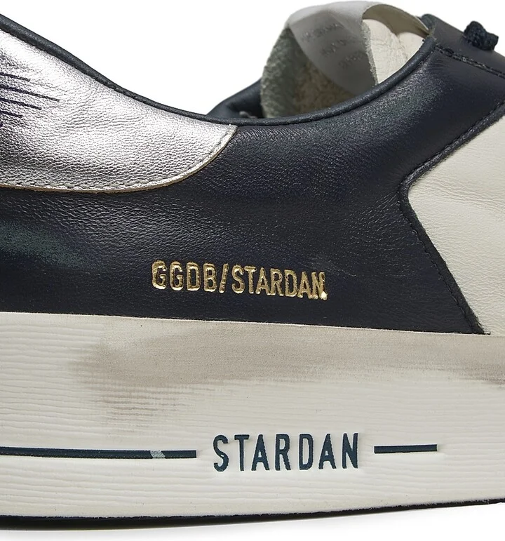 Men's Stardan Leather Low-Top Sneakers - Optic White Navy Silver - Size 6 - Image 5