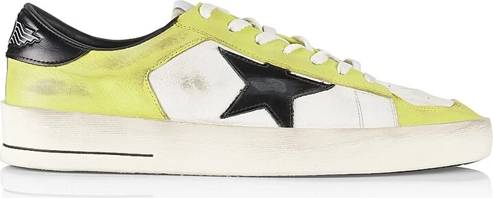 Men's Stardan Leather Sneakers - Citronelle White Black - Size 7