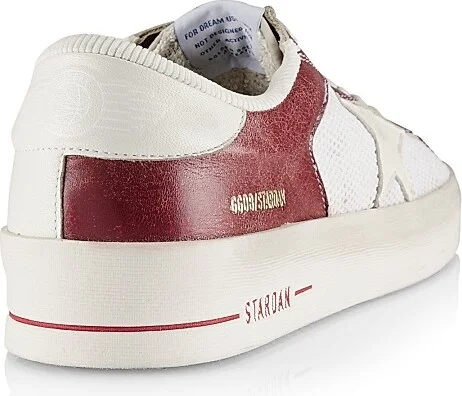Men's Stardan Vintage Leather Low-Top Sneakers - White Ecru Red White - Size 7 - Image 3