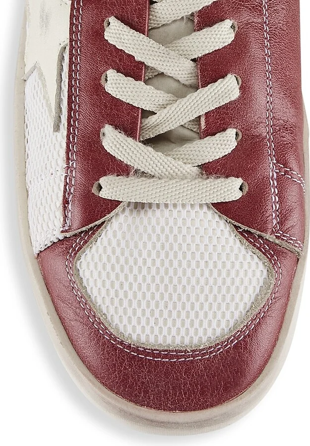 Men's Stardan Vintage Leather Low-Top Sneakers - White Ecru Red White - Size 7 - Image 4