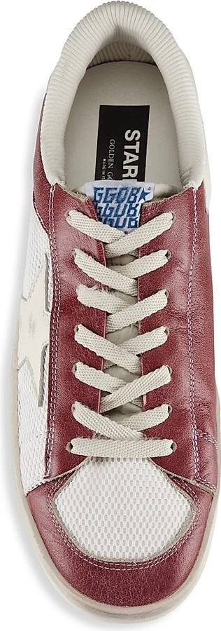Men's Stardan Vintage Leather Low-Top Sneakers - White Ecru Red White - Size 7 - Image 5