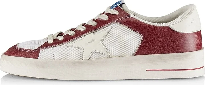 Men's Stardan Vintage Leather Low-Top Sneakers - White Ecru Red White - Size 7 - Image 6