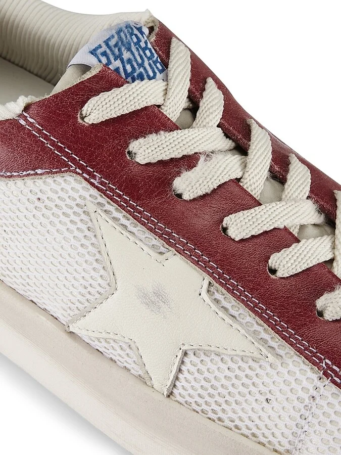 Men's Stardan Vintage Leather Low-Top Sneakers - White Ecru Red White - Size 7 - Image 7