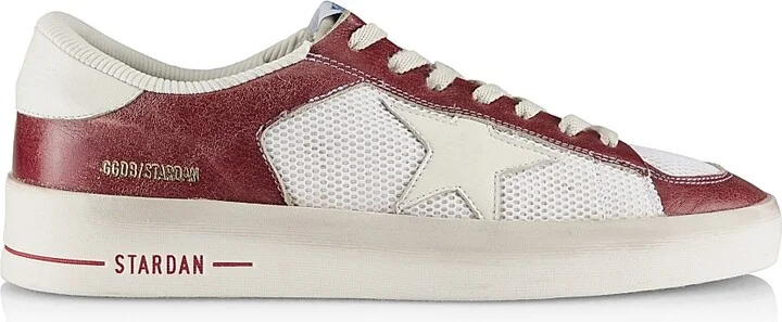 Men's Stardan Vintage Leather Low-Top Sneakers - White Ecru Red White - Size 7