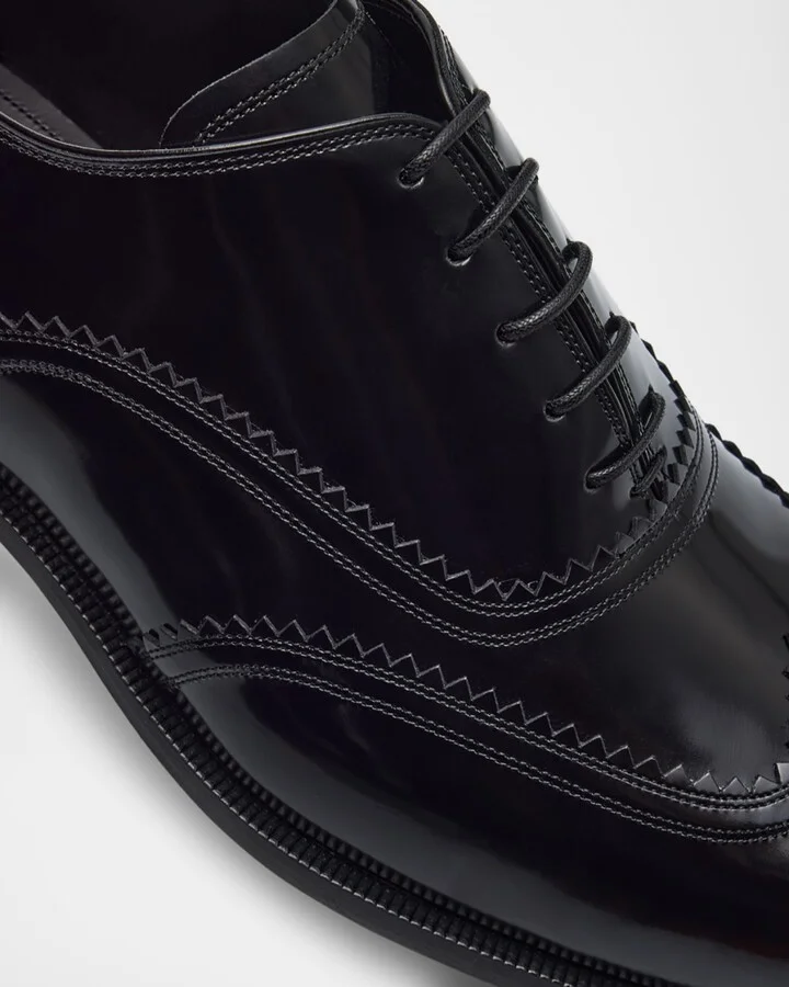 Men's Steel Wingtip Brogue Leather Derby Shoes - Image 4