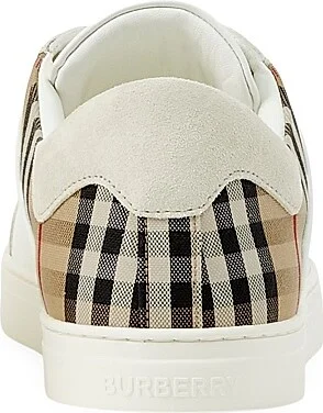 Men's Stevie Check Leather & Canvas Sneakers - White Check - Size 6 - Image 3