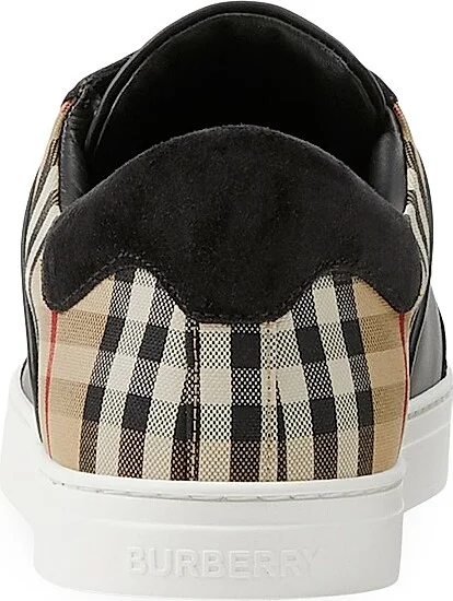 Men's Stevie Check Leather & Canvas Sneakers - White Check - Size 6 - Image 7