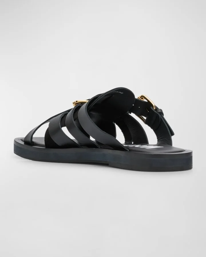 Men's Strappy Leather Slide Sandals - Image 2