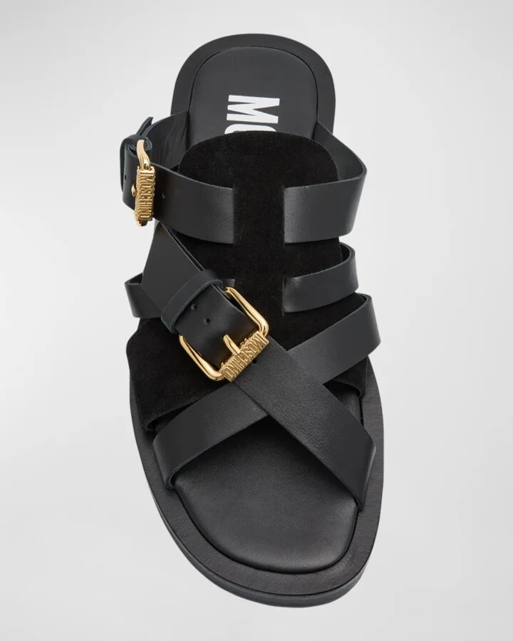 Men's Strappy Leather Slide Sandals - Image 3