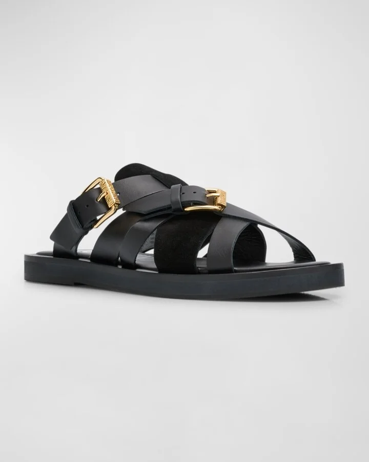 Men's Strappy Leather Slide Sandals - Image 5