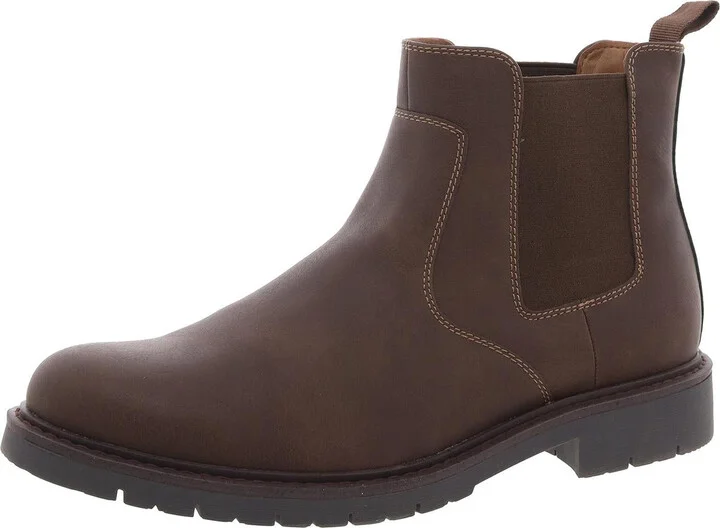 Mens Stretch Faux Leather Chelsea Boots