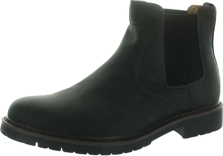 Mens Stretch Faux Leather Chelsea Boots