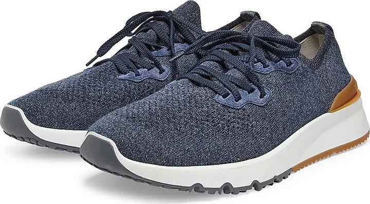 Men's Stretch-Knit Low-Top Sneakers - Blue - Size 8 - Image 2