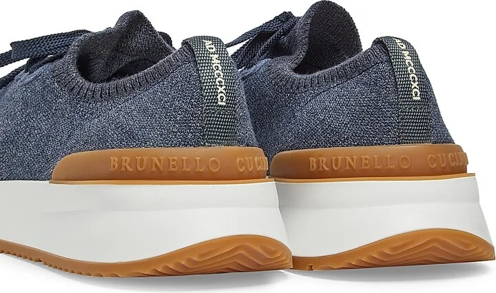 Men's Stretch-Knit Low-Top Sneakers - Blue - Size 8 - Image 3