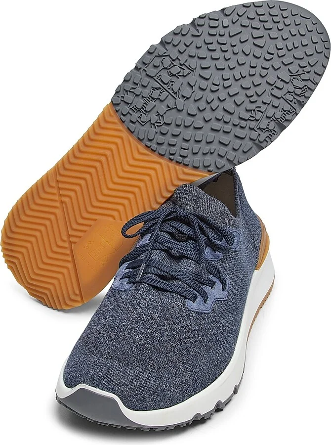Men's Stretch-Knit Low-Top Sneakers - Blue - Size 8 - Image 5