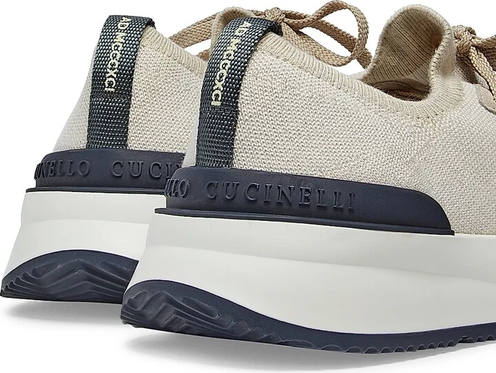 Men's Stretch-Knit Low-Top Sneakers - Blue - Size 8 - Image 8