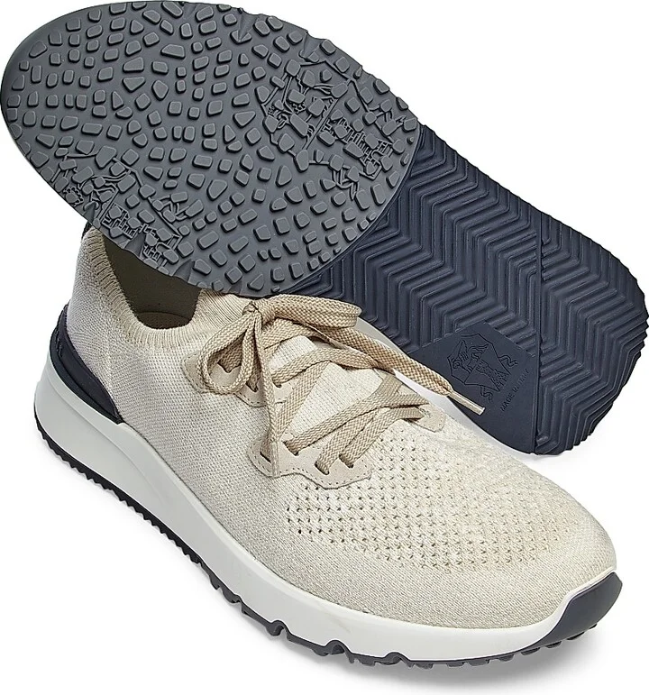 Men's Stretch-Knit Low-Top Sneakers - Blue - Size 8 - Image 10