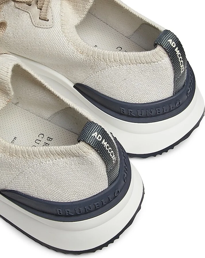 Men's Stretch-Knit Low-Top Sneakers - Blue - Size 8 - Image 11