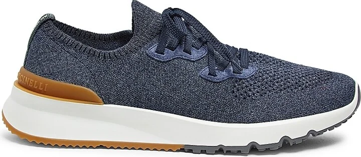 Men's Stretch-Knit Low-Top Sneakers - Blue - Size 8