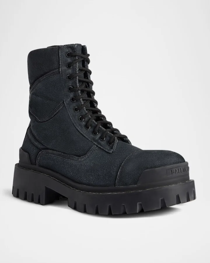 Men's Strike Bootie Lace-Up Canvas Ankle Boots - Image 3