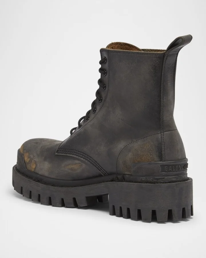 Men's Strike Used-Effect Calfskin Combat Boots - Image 2