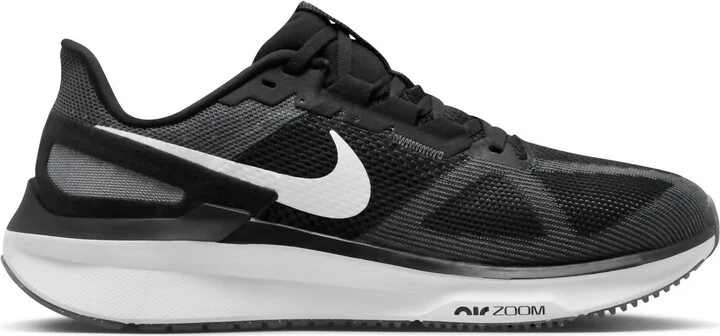 Men's Structure 25 Road Running Shoes In Black/white/dark Grey