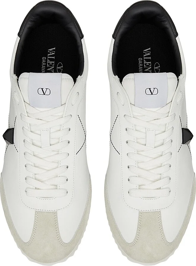 Men's Stud Around Low-Top Calfskin And Nappa Leather Sneakers - White Black - Size 9 - Image 4