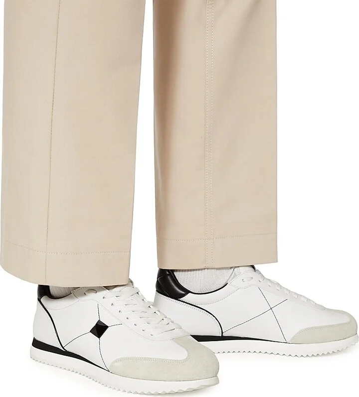 Men's Stud Around Low-Top Calfskin And Nappa Leather Sneakers - White Black - Size 9 - Image 6