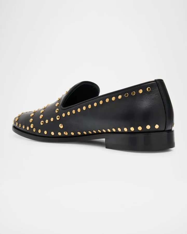 Men's Studded Leather Medusa Smoking Slippers - Image 4