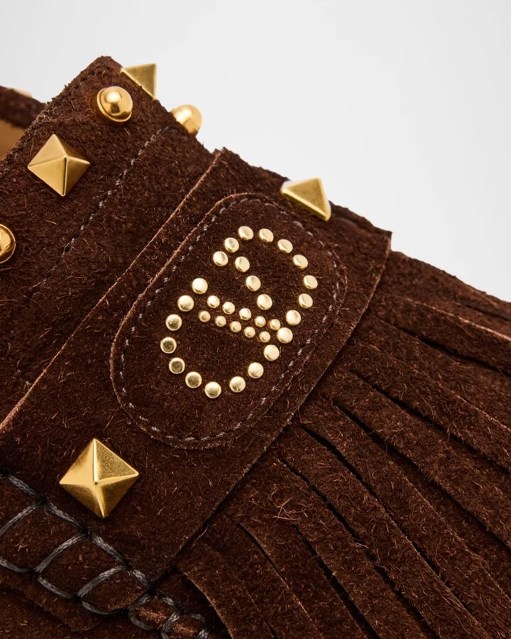 Men's Studded VLogo Leather Drivers - Image 2