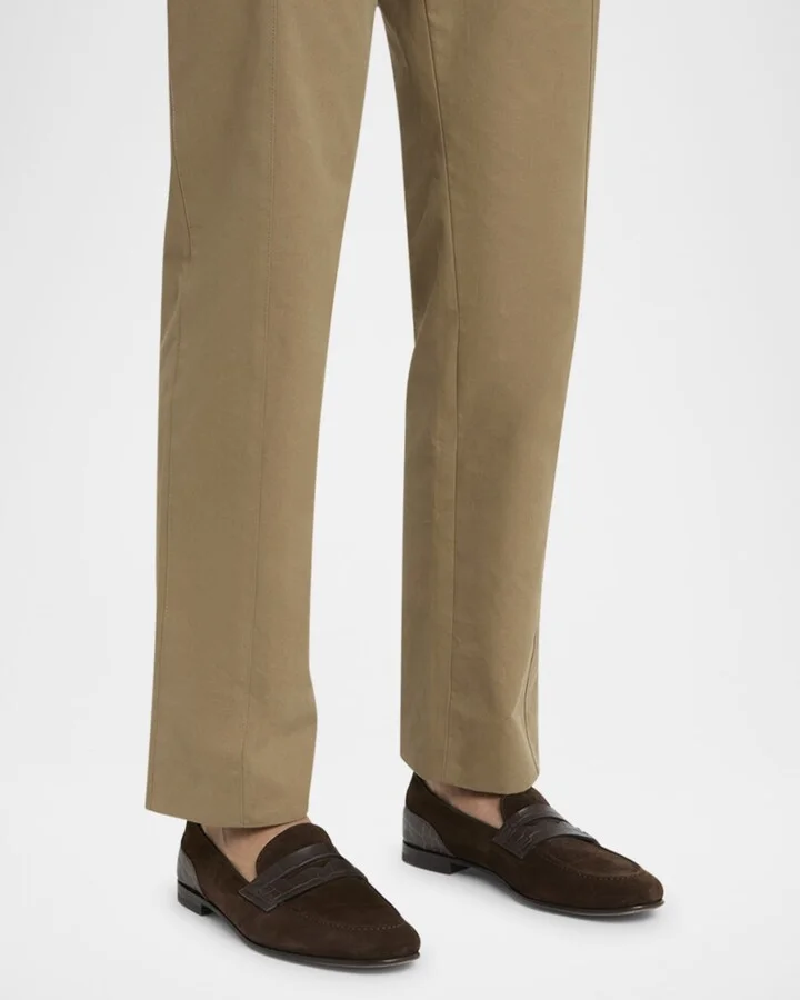 Men's Suede and Alligator Penny Loafers - Image 5