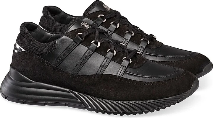 Men's Suede and Calfskin Leather Sneakers - Green - Size 7 - Image 7