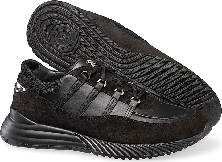 Men's Suede and Calfskin Leather Sneakers - Green - Size 7 - Image 8