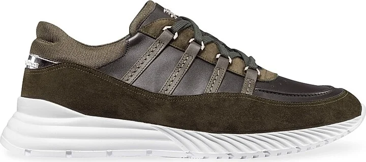 Men's Suede and Calfskin Leather Sneakers - Green - Size 7