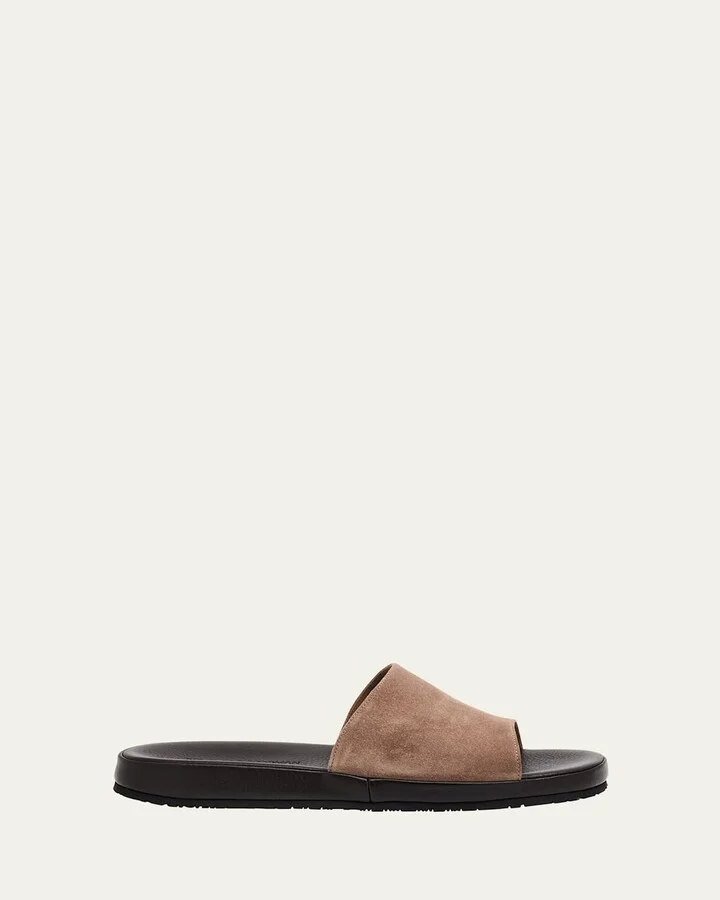 Men's Suede and Deerskin Slide Sandals