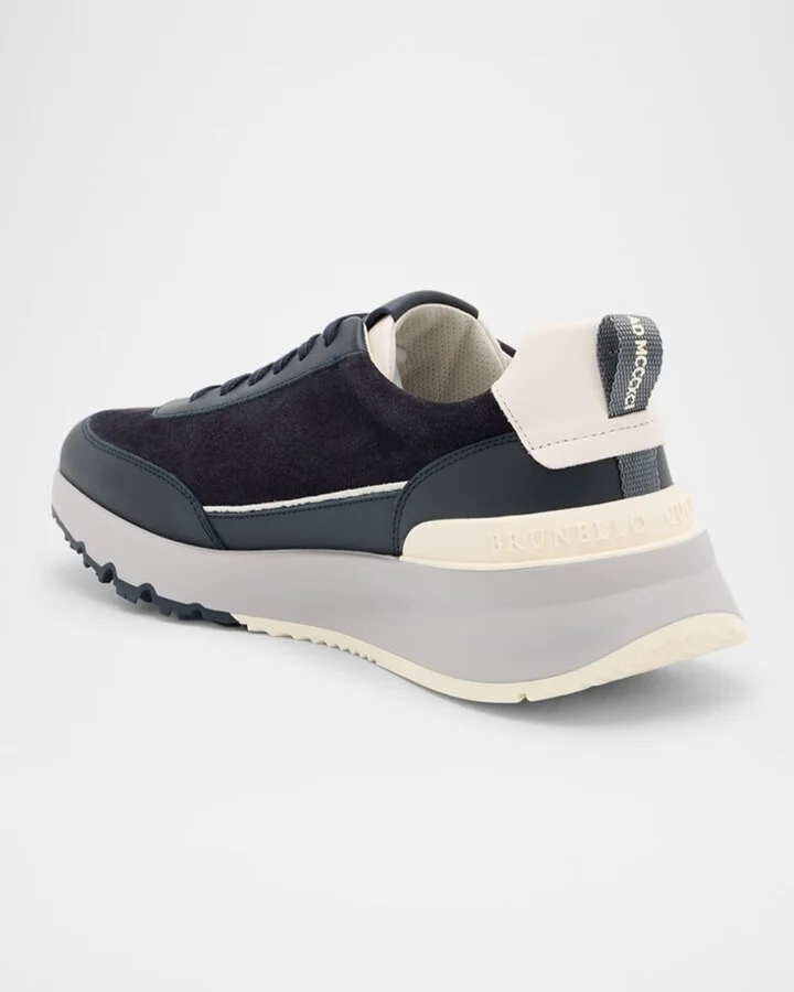 Men's Suede and Leather Runner Sneakers - Image 4