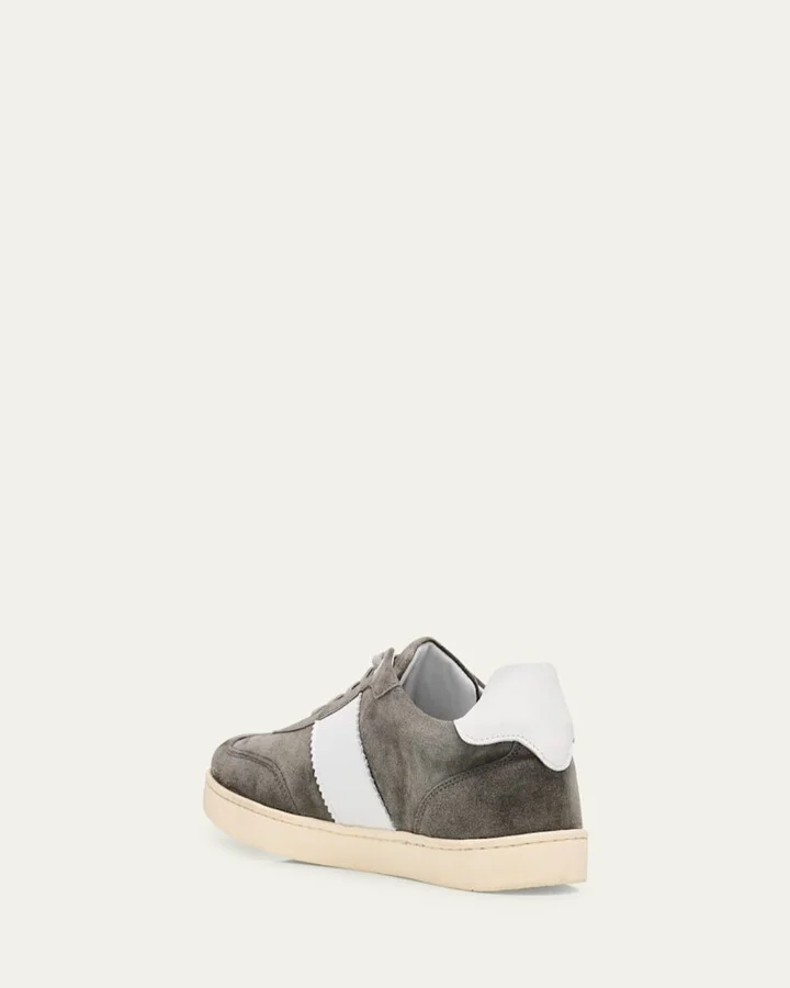 Men's Suede and Leather T-Toe Low-Top Sneakers - Image 2