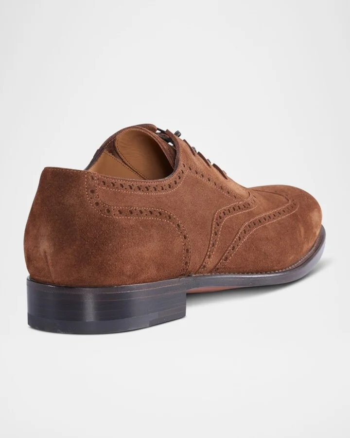 Men's Suede Brogue Wingtip Derby Shoes - Image 3