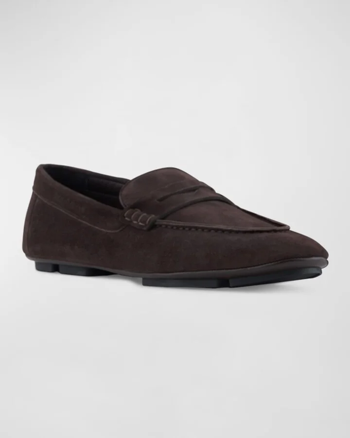 Men's Suede Driver Penny Loafers - Image 3